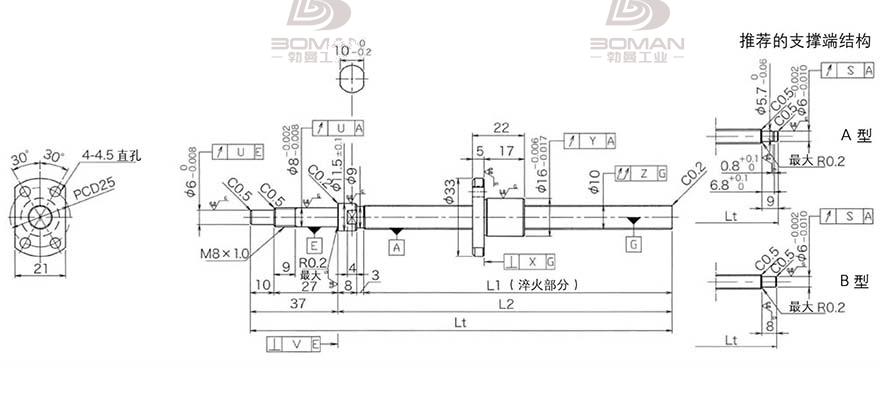 KURODA DP1002JS-HDNR-0220B-C3F 黑田精工滚珠丝杆型号